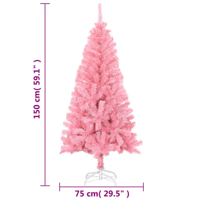Sztuczna choinka ze stojakiem, różowa, 150 cm, PVC