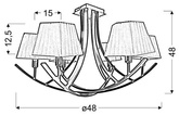 Lampa sufitowa czarna / biały abażur żyrandol 6x40W Valencia Candellux 36-30993