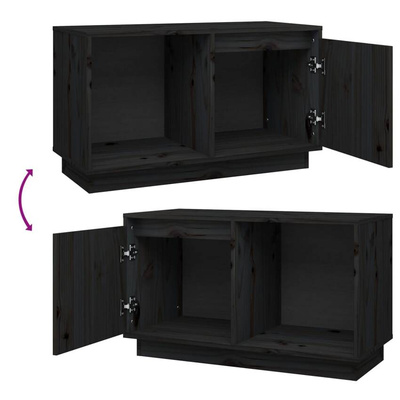 vidaXL Szafka pod TV, czarna, 74x35x44 cm, lite drewno sosnowe