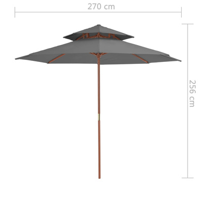 Parasol ogrodowy z podwójnym daszkiem, 270 cm, antracytowy