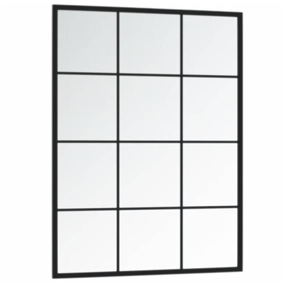 vidaXL Lustro ścienne, czarne, 80 x 60 cm, metal