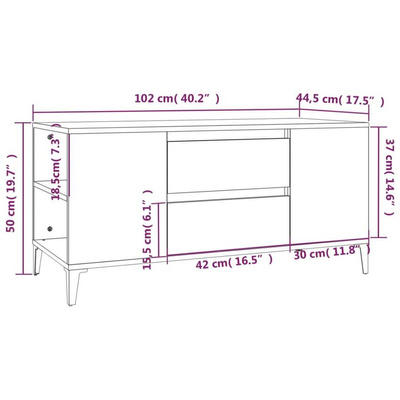 vidaXL Szafka pod TV, szary dąb sonoma, 102x44,5x50 cm