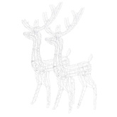 Akrylowe renifery ozdobne, 2 szt., 128 cm, zimna biel