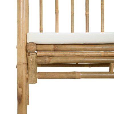 Łuk ogrodowy z ławką kremowobiały 115 x 50 x 205 cm Bambus