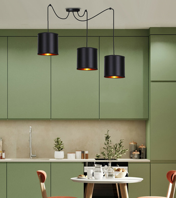 Lampa wisząca z abażurami Candida potrójna czarna nowoczesna do salonu