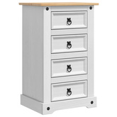 Stolik nocny Corona Biały 53 x 39 x 84 cm Lite drewno sosnowe