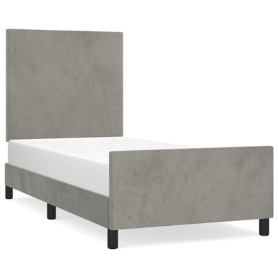 vidaXL Rama łóżka z zagłówkiem, jasnoszara, 100x200 cm, aksamitna model standard