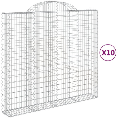 Kosze gabionowe, 10 szt, 200x50x180/200cm, galwanizowane żelazo