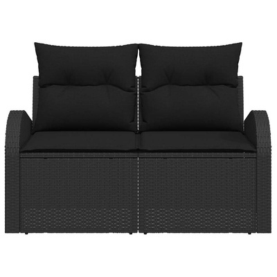 Sofa Ogrodowa z poduszką Czarny 124 x 62 x 69 cm polirattan