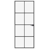 vidaXL Drzwi wewnętrzne, czarne, 83x201,5 cm, szkło i aluminium