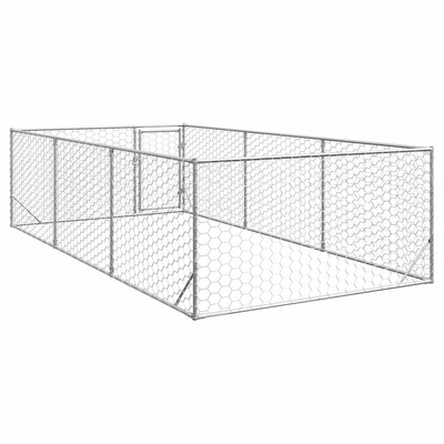 Buda dla psa na zewnątrz z drzwiami 2x4x1 m, ocynkowana stal
