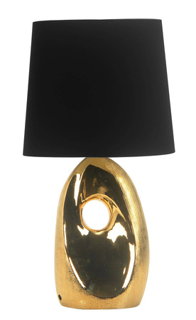 Lampka nocna Hierro czarno-złota ceramiczna z abażurem E27