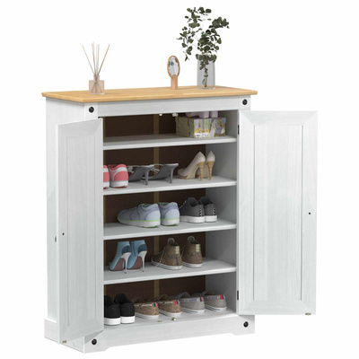 Szafka na buty Biały 86 x 38,5 x 108 cm Lite drewno sosnowe