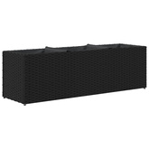 Donica ogrodowa z 3 wkładami, czarna, 105x30x32 cm, rattan PE