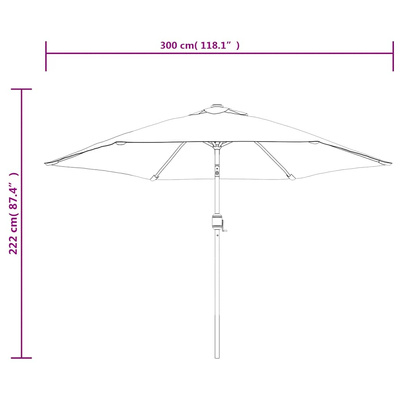 Parasol ogrodowy na metalowym słupku, 300 cm, kolor taupe