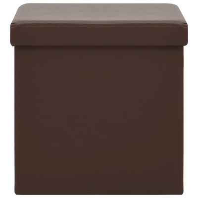 Składane stołki ze schowkiem, 2 szt., brązowe, PVC