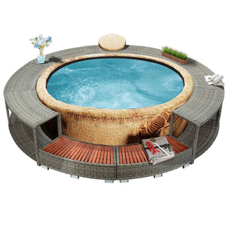 Obudowa do basenu z hydromasażem/spa, szary polirattan