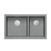 Zlewozmywak granitowy LOGAN 120 – dwukomorowy, wpuszczany, silver stone/elementy stalowe, Quadron