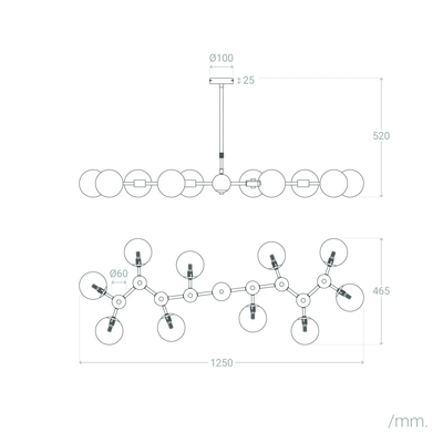 Żyrandol Złoty Lampa wisząca szklane Kule Abruzzo Gambino 10xE27