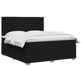 Łóżko z box spring LED z materacem Czarny 140 x 200 cm tkanina