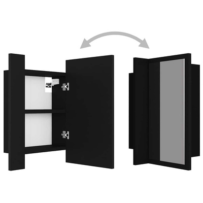 Szafka łazienkowa z lustrem i LED, czarna, 40x12x45 cm, akryl