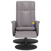 vidaXL Rozkładany fotel masujący z podnóżkiem, szary, sztuczna skóra