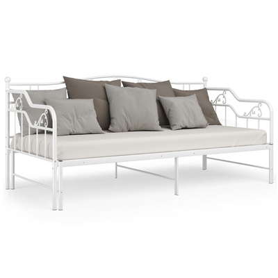 Sofa z wysuwaną ramą łóżka, biała, metalowa, 90x200 cm vidaXL