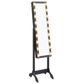 vidaXL Lustro stojące z LED, czarne, 34x37x146 cm
