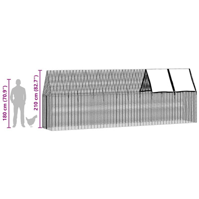 Klatka dla kur 2 szt. srebrny 600 x 100 x 210 cm