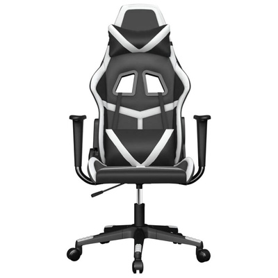 vidaXL Fotel gamingowy, czarno-biały, sztuczna skóra model standard