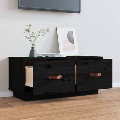 vidaXL Szafka pod TV, czarna, 80x34x35 cm, lite drewno sosnowe