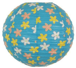 Abażur papierowy błękitny w kwiaty kula 35cm Kokon Candellux 70-96930