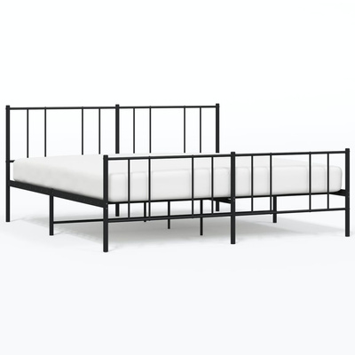 Metalowa rama łóżka z wezgłowiem i zanóżkiem, czarna, 200x200cm vidaXL