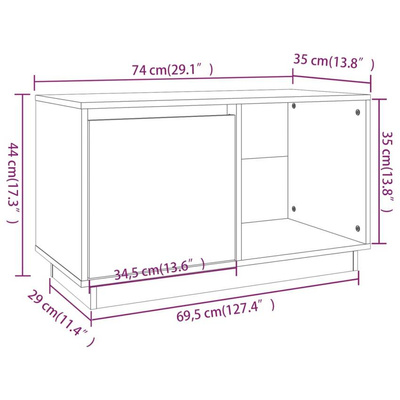 vidaXL Szafka pod TV, miodowy brąz, 74x35x44 cm, lite drewno sosnowe