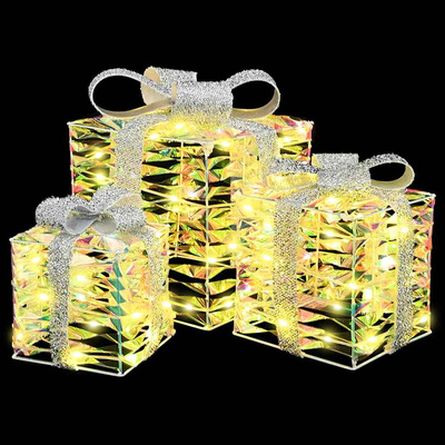 Pudełko Prezentowe 3 pcs Ciepła biel 20 x 20 x 20 cm PET
