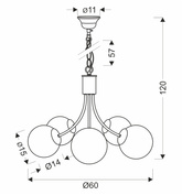 Lampa wisząca Dani 5x40W E14 mosiądz, biały klosz, elegancka oprawa sufitowa do salonu, styl klasyczny i nowoczesny, pięć punktów światła