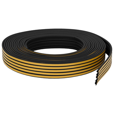 Samoprzylepna uszczelka okienna Czarny 9 x 6 mm 12 m Guma EPDM