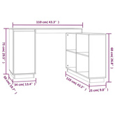 vidaXL Biurko, szare, 110x50x75 cm, lite drewno sosnowe