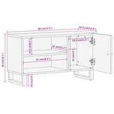 vidaXL Szafka pod TV, brązowo-czarna 80x31,5x46 cm, lite drewno mango