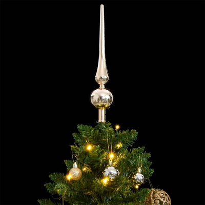 vidaXL Sztuczna choinka na zawiasach, 150 lampek LED i bombki, 120 cm wariant 6