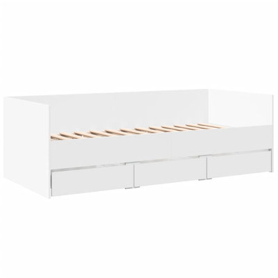 Łóżko dzienne z szufladami, bez materaca, białe, 90x190 cm model standard