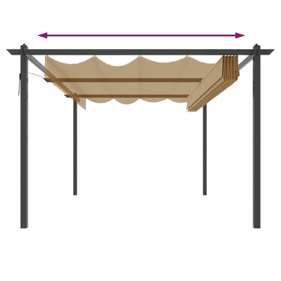 vidaXL Altana ogrodowa ze zwijanym dachem, 4x3 m, kolor taupe