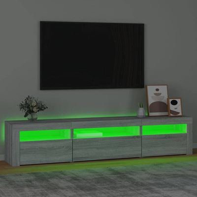 vidaXL Szafka pod TV z oświetleniem LED, szary dąb sonoma,195x35x40 cm