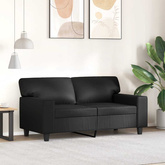 2-osobowa sofa, czarna, 120 cm, sztuczna skóra
