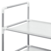Stojak na buty z 10 półkami, metal i włóknina, srebrny