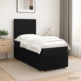 Łóżko z box spring LED z materacem Czarny 90 x 200 cm tkanina