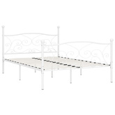 vidaXL Rama łóżka ze stelażem z listw, biała, metalowa, 120 x 200 cm