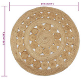 vidaXL Dywan pleciony z juty, 150 cm, okrągły