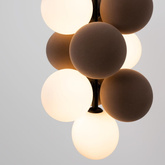 Lampa wisząca Szklana 4 kule świetlne i 6 kul dzwiekochłonnych Bronzowych 4xG9 60 cm Abruzzo Vino