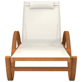 vidaXL Leżak z poduszką, biały, tworzywo textilene i drewno topolowe